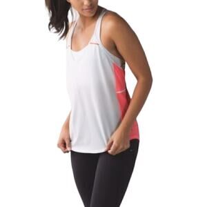 Lululemon Breezy Singlet Coral White Ladder Back Activewear Tank Top Size 2